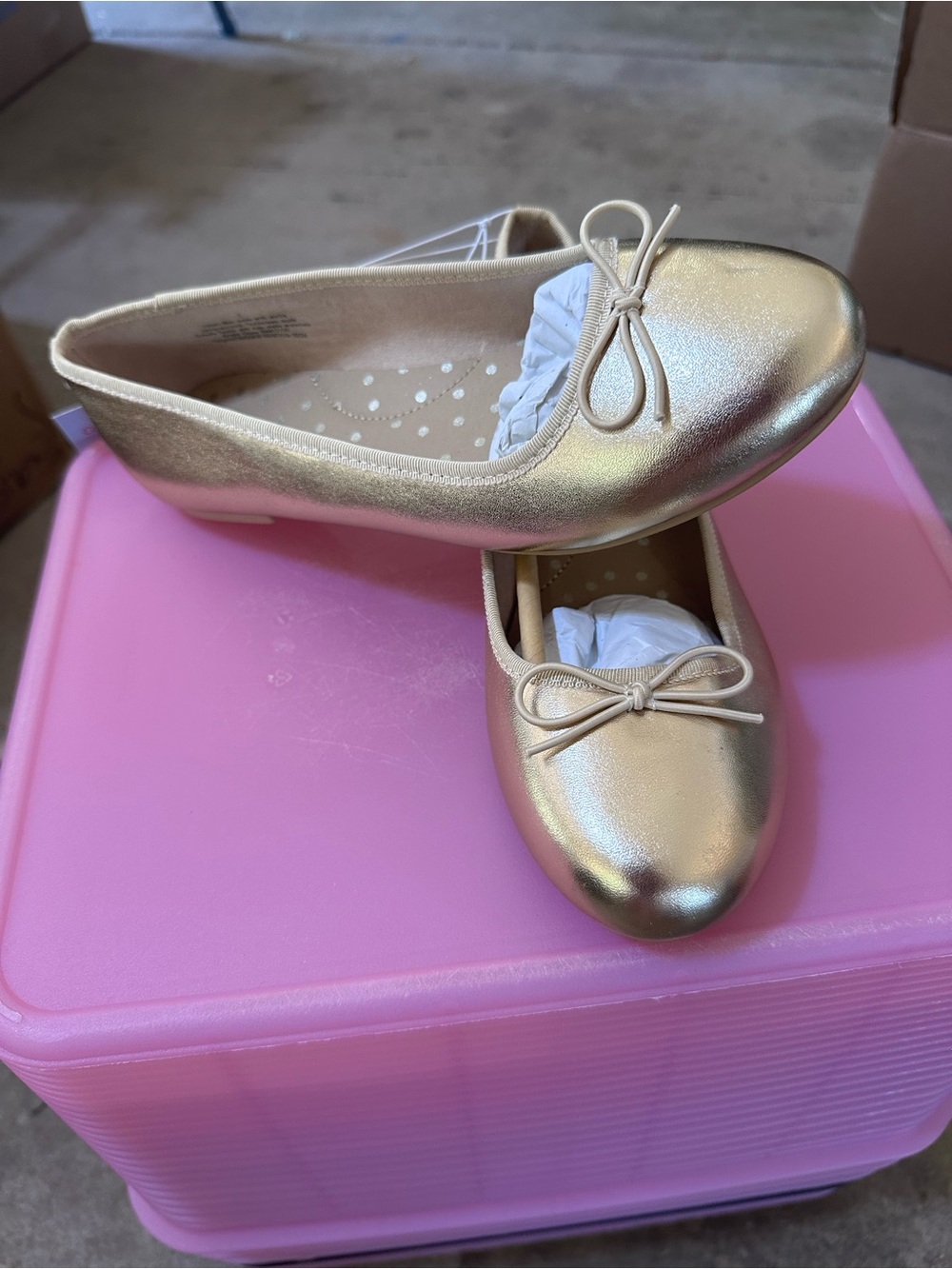 art class Girls Gold Bow Ballet Flats